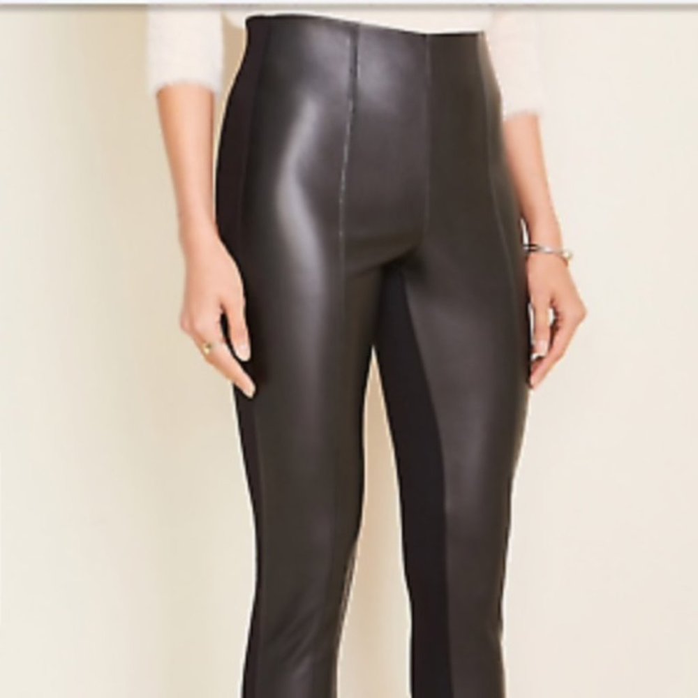 Ann Taylor Faux Leather Seamed Side Zip Size 2